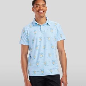Tipsyelves Men's Sizzlin' Swing Golf Polo Light Blue‎ Hotdog XL